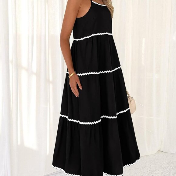 Boho Summer Dress Womens Spaghetti Strap Backless Maxi Flowing Sofa - Picture 4 of 6